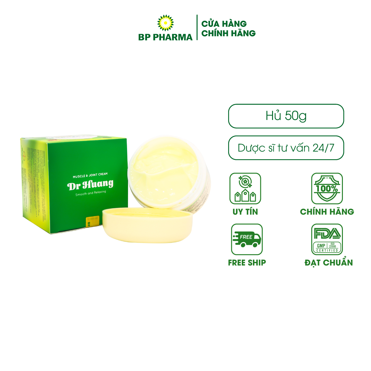 Dầu Thảo Dược Xoa Bóp Đài Loan DR. HUANG Hỗ Trợ Giảm Đau Nhức Xương Khớp, Hỗ Trợ Giảm Đau Khi Chấn Thương - Hộp 50g