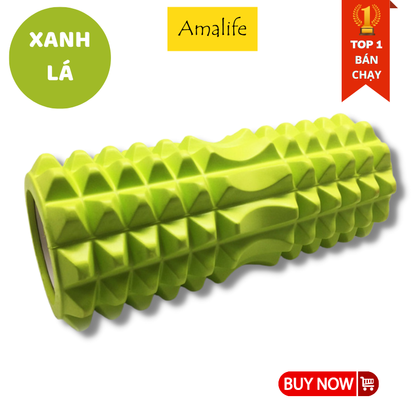 Con lăn Yoga Massage 33cm Chính Hãng Amalife Foarm Roller, ống trụ lăn xốp thể thao giãn cơ có gai roam rollet cao cấp, ống lăn giãn cơ