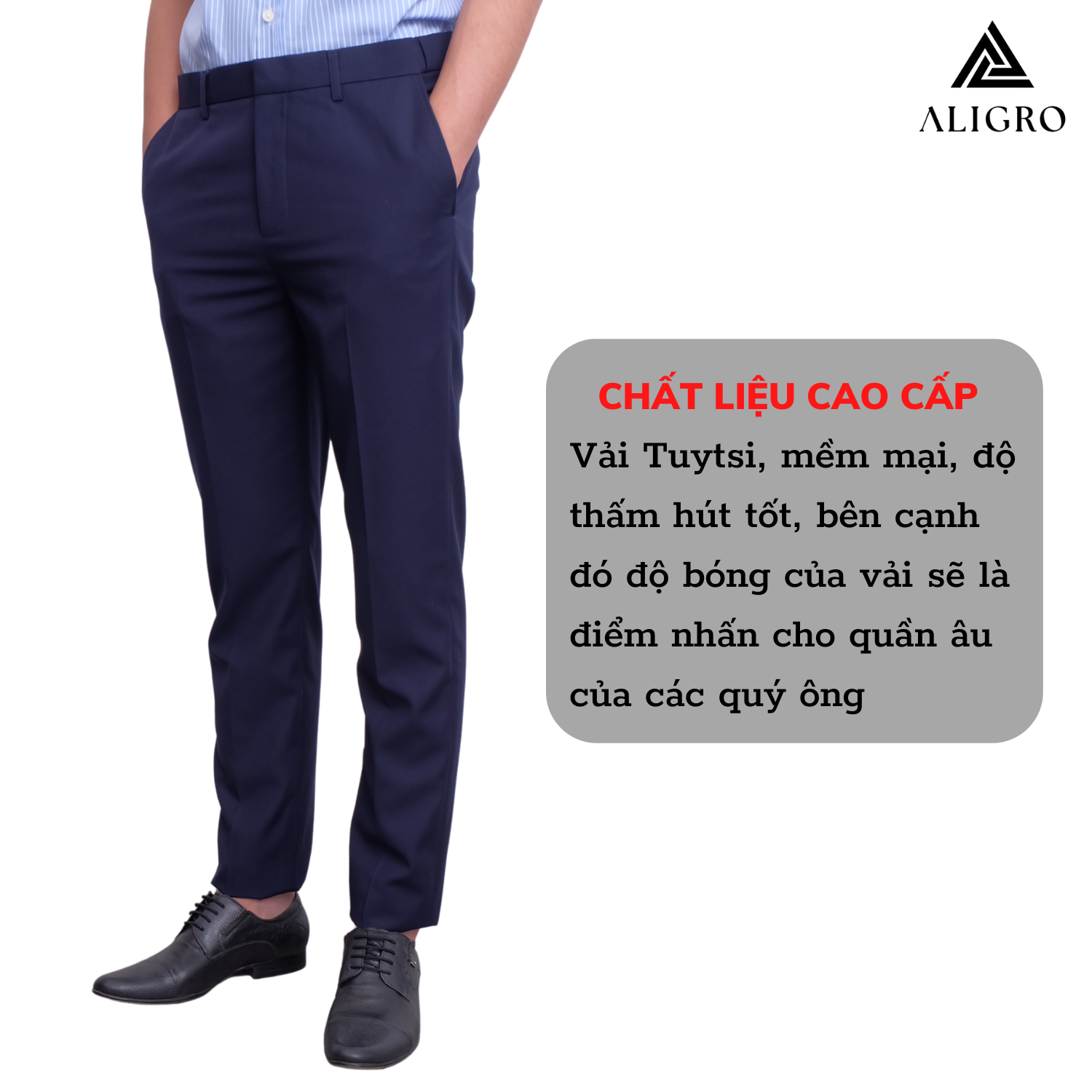 Quần âu nam ALIGRO màu navy form chuẩn slimfit, tôn dáng, chất liệu cao cấp thanh lịch, trang trọng ALGO1055