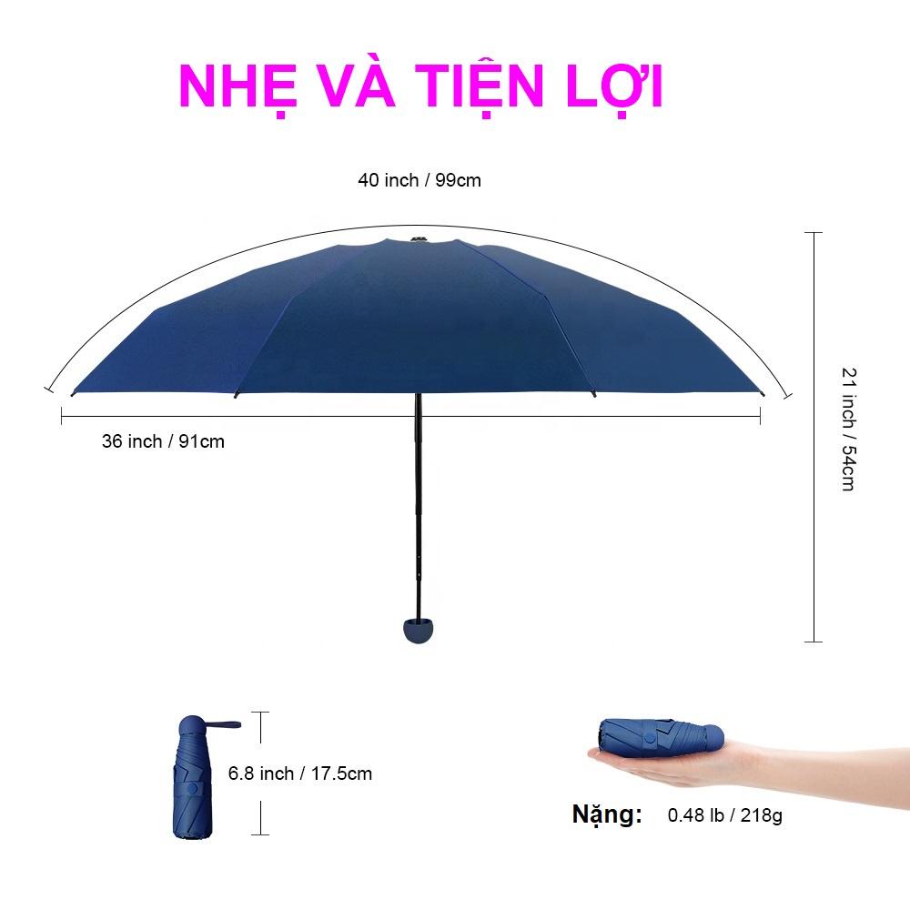 Ô dù mini gấp gọn 18 cm khung 8 nan thép kèm hộp đáng yêu chống nắng SPF50