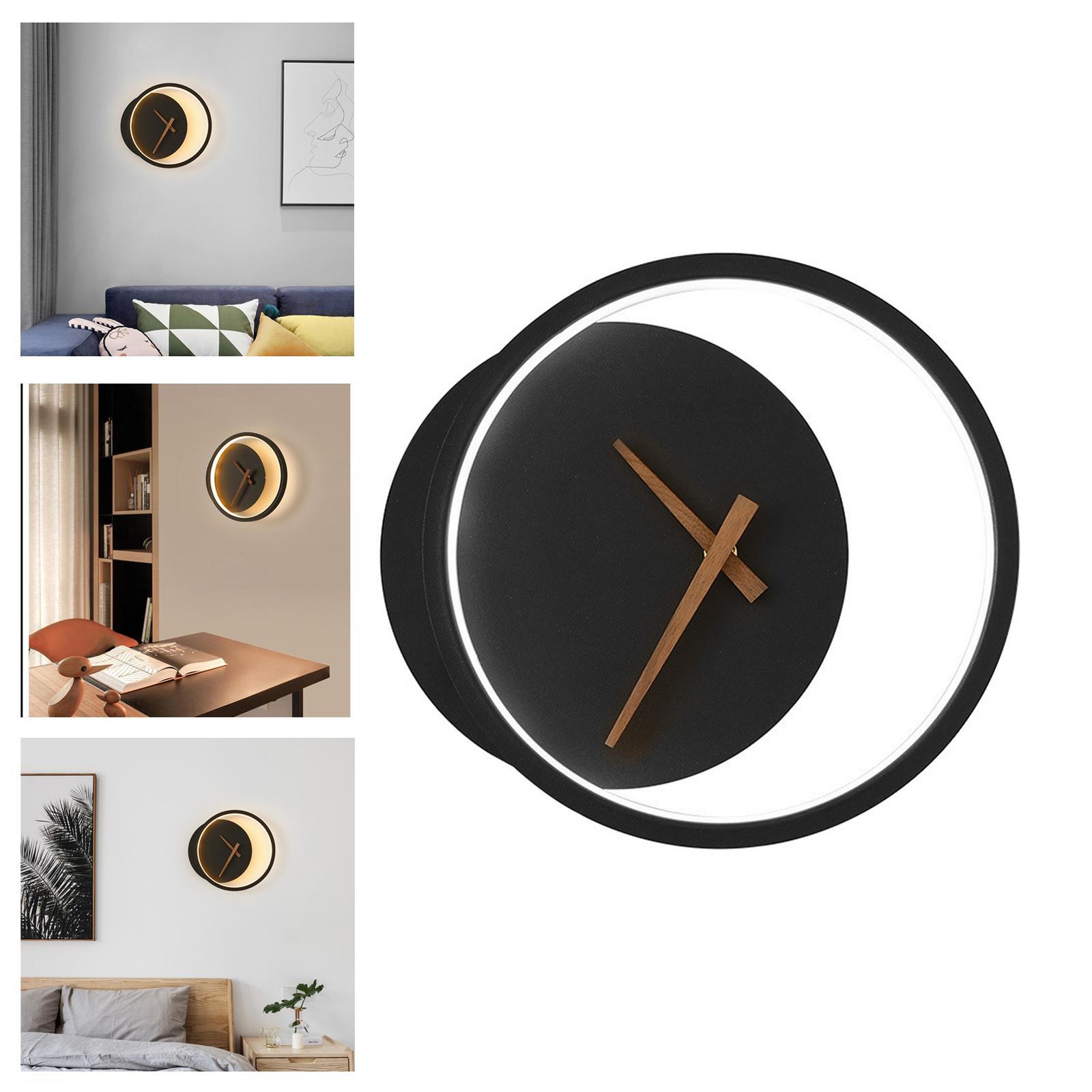 Minimalist Clock Wall Light Non-Ticking Clock for Room