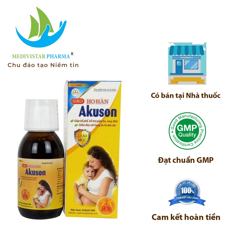 Combo 3 Hộp Siro Giảm Ho Cho Bé AKUSON Chiết Xuất Thảo Dược Giúp Long Đờm, Bổ Phế Tăng Cường Sức Đề Kháng Lọ 100ml