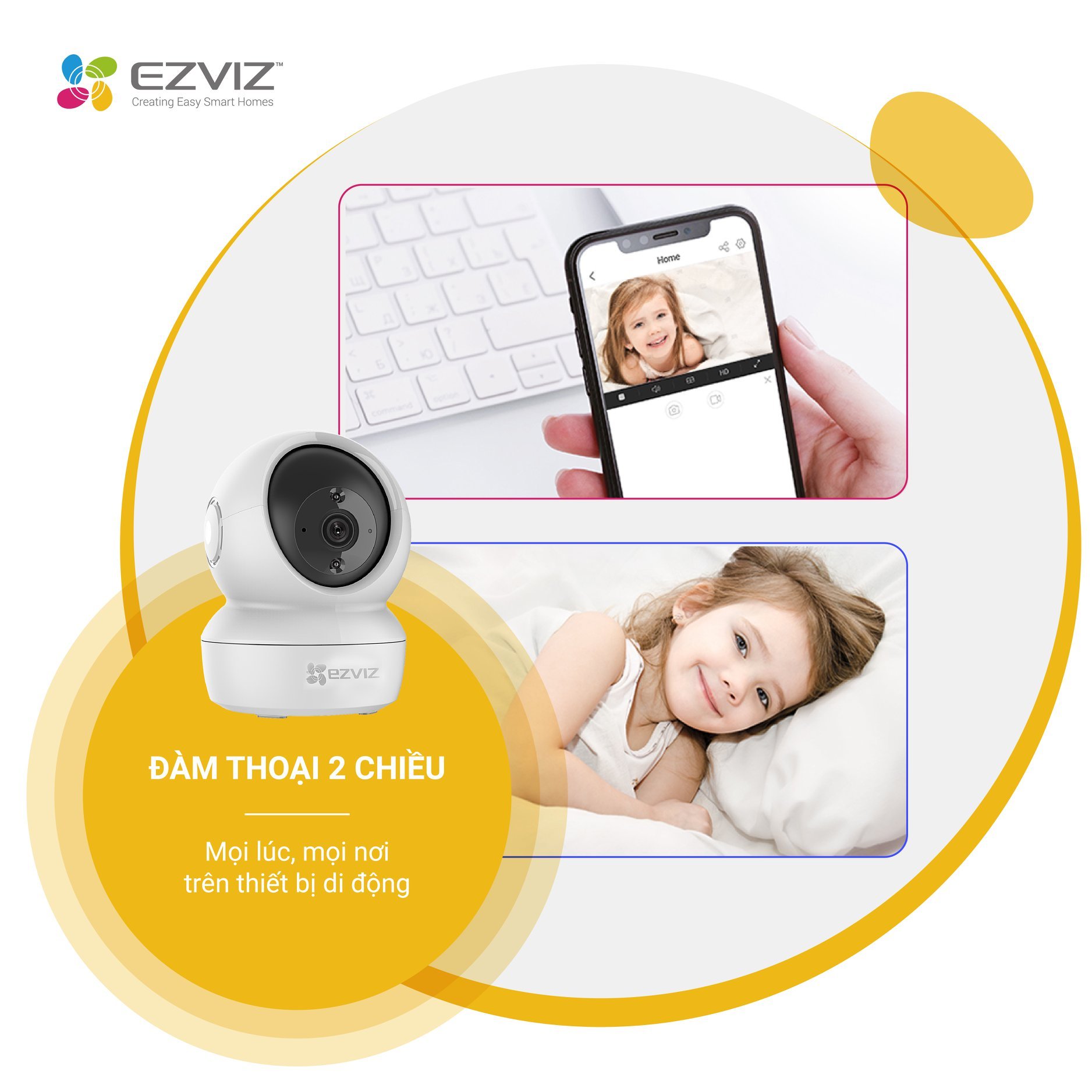 Camera WI-FI EZVIZ C6N-1080P, Smart IR Quan Sát Ban Đêm 10m, Trong Nhà Đàm Thoại 2 Chiều, theo Chuyển Động Thông Minh--Hàng Chính Hãng