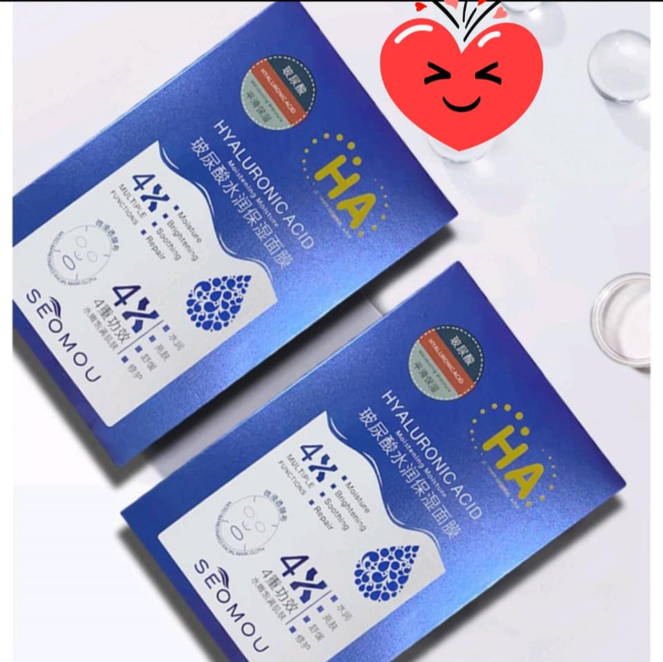 Hai Miếng Mặt Nạ cấp ẩm,dưỡng trắng da HA Hyaluronic Acid 4X Seomou