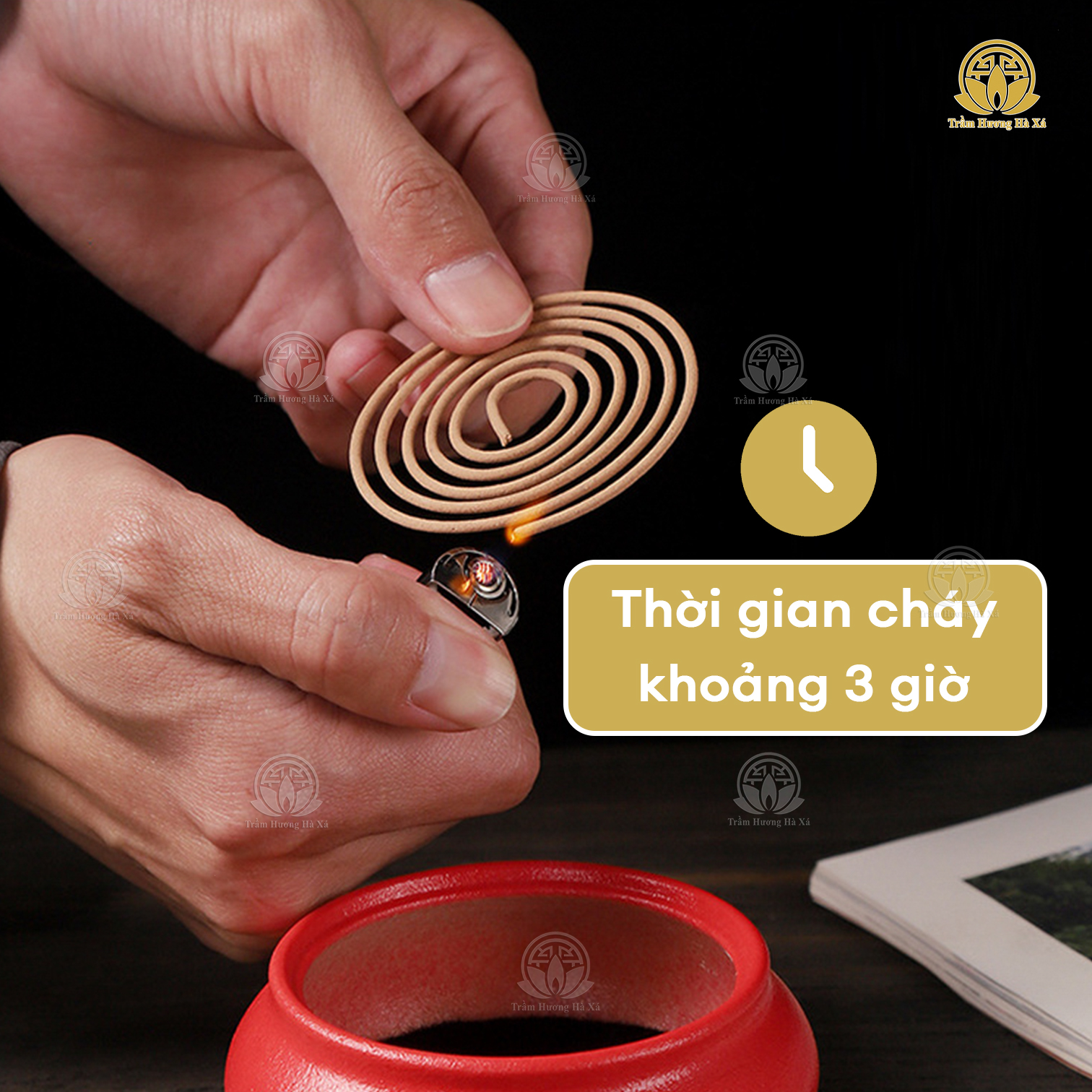 Nhang khoanh trầm hương HÀ XÁ xông nhà 100g đồ thờ cúng thanh lọc không khí, an toàn cho sức khỏe