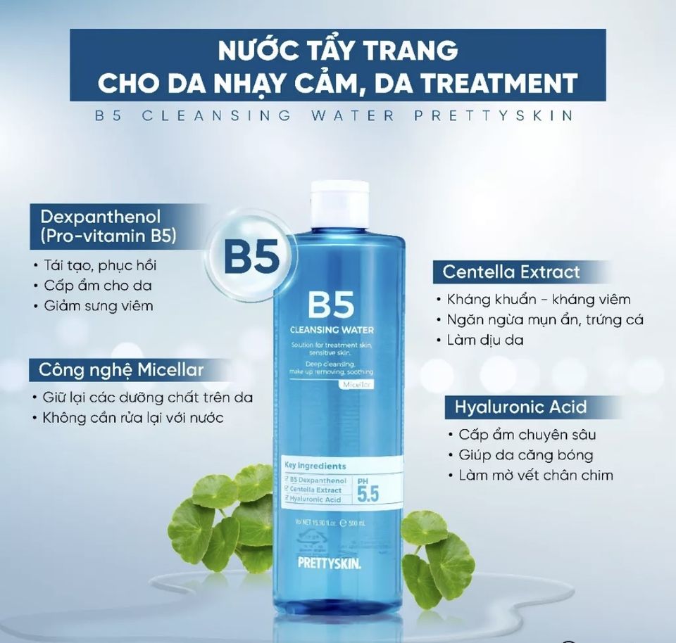 Nước Tẩy Trang Prettyskin B5 Cleansing Water 500ml