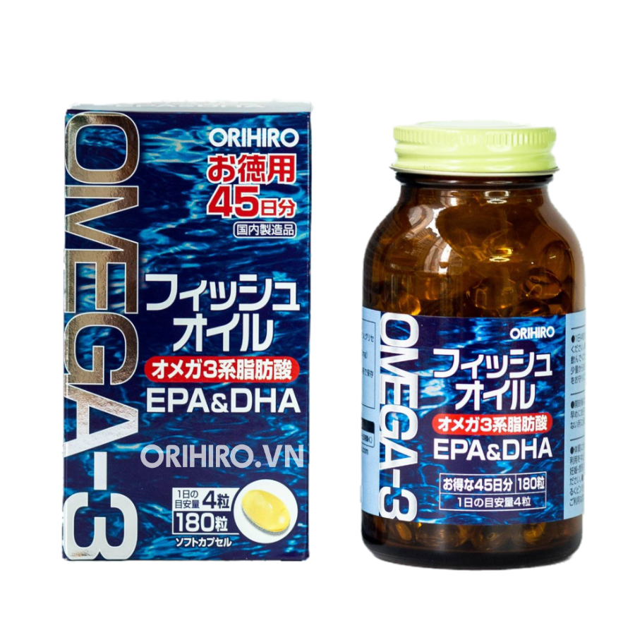 Thực Phẩm Chức Năng Dầu Cá Omega 3 Orihiro Nhật Bản 180 Viên