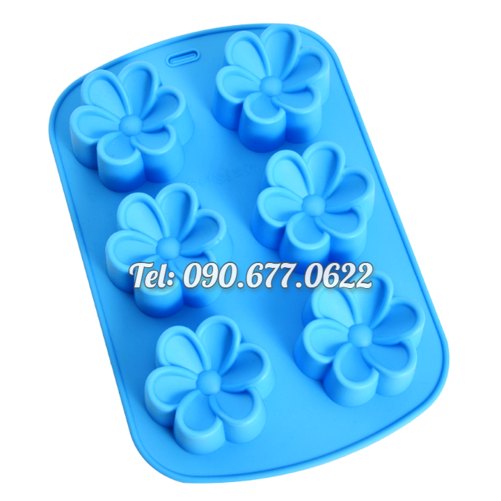 Khuôn silicone làm bánh, rau câu 6 hoa mai – Mã số 1482