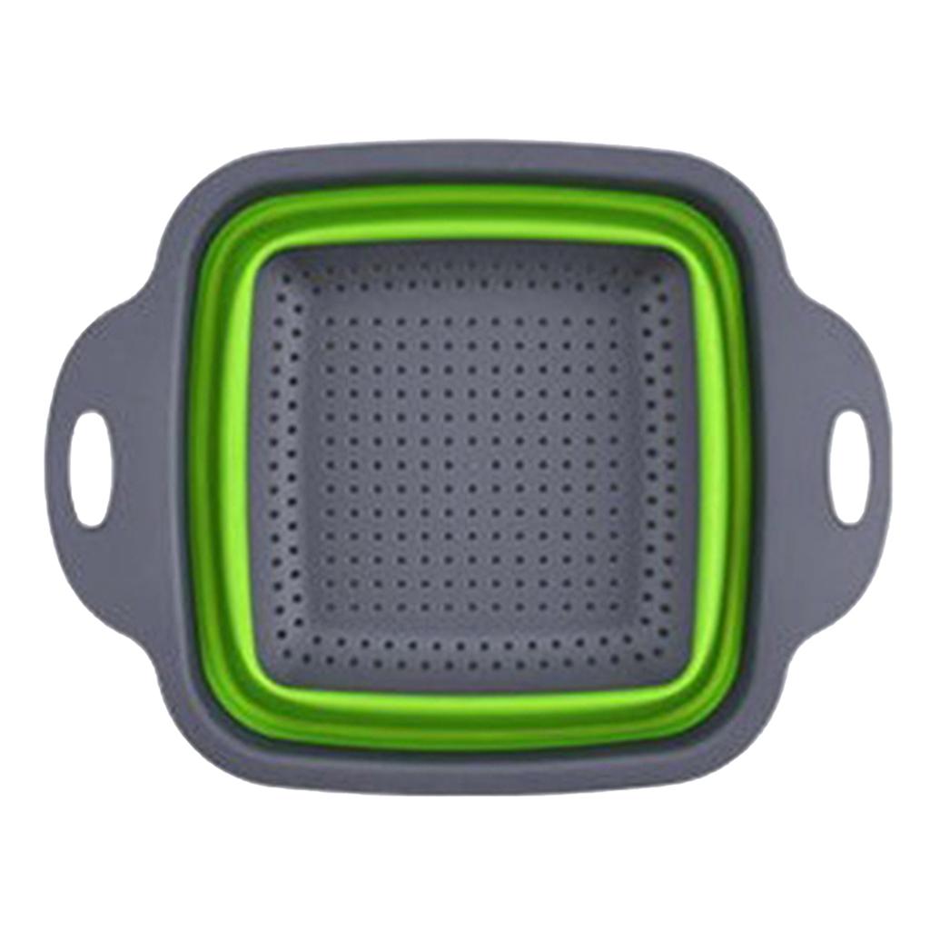Kitchen Collapsible Colander Food-Grade Silicone Strainer Folding Strainer Green