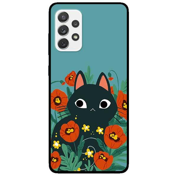 Ốp lưng dành cho Samsung Galaxy A32 - A52 - A52s - A72 - Mèo Đen Hoa Đỏ