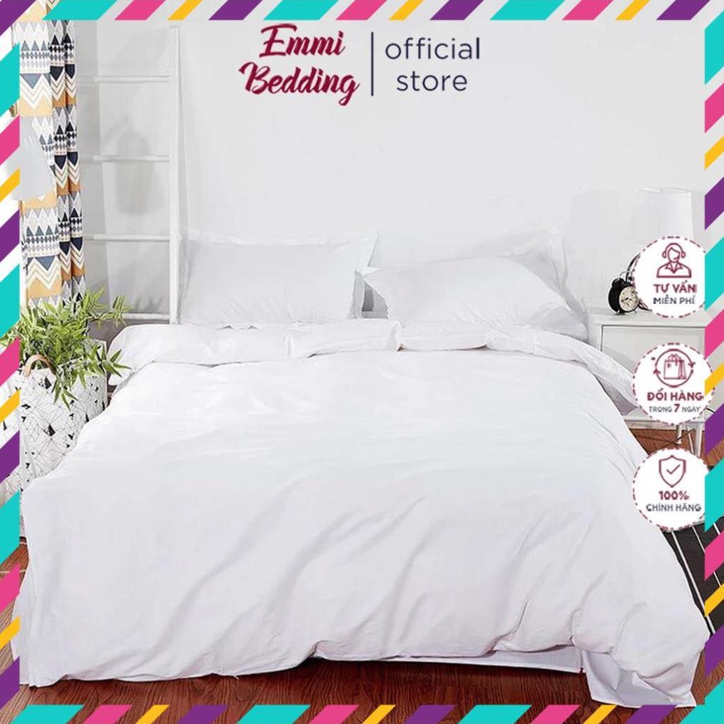 Bộ chăn ga gối cotton poly cao cấp - trắng tinh giá tốt