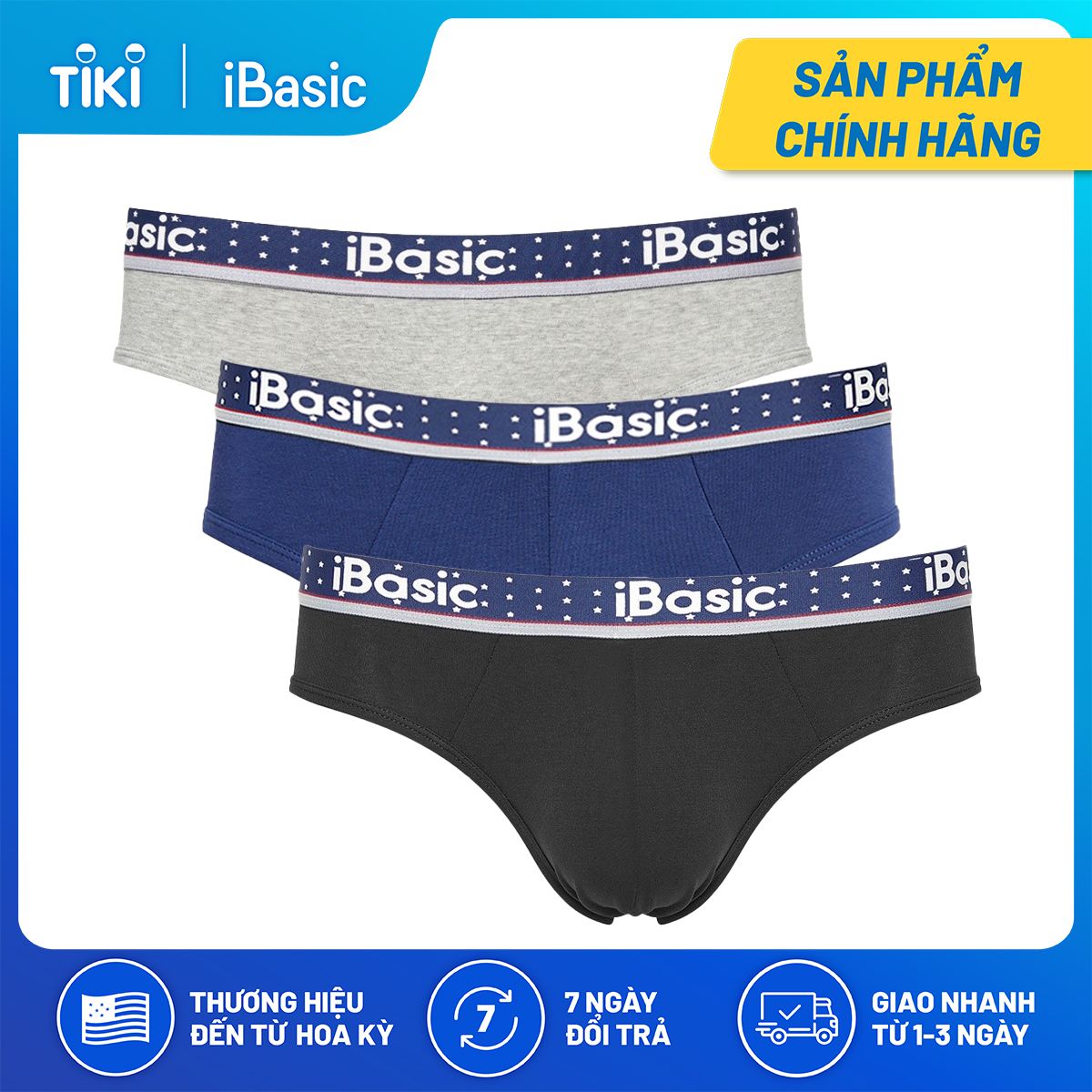 Combo 3 quần lót nam cotton iBasic PANM077