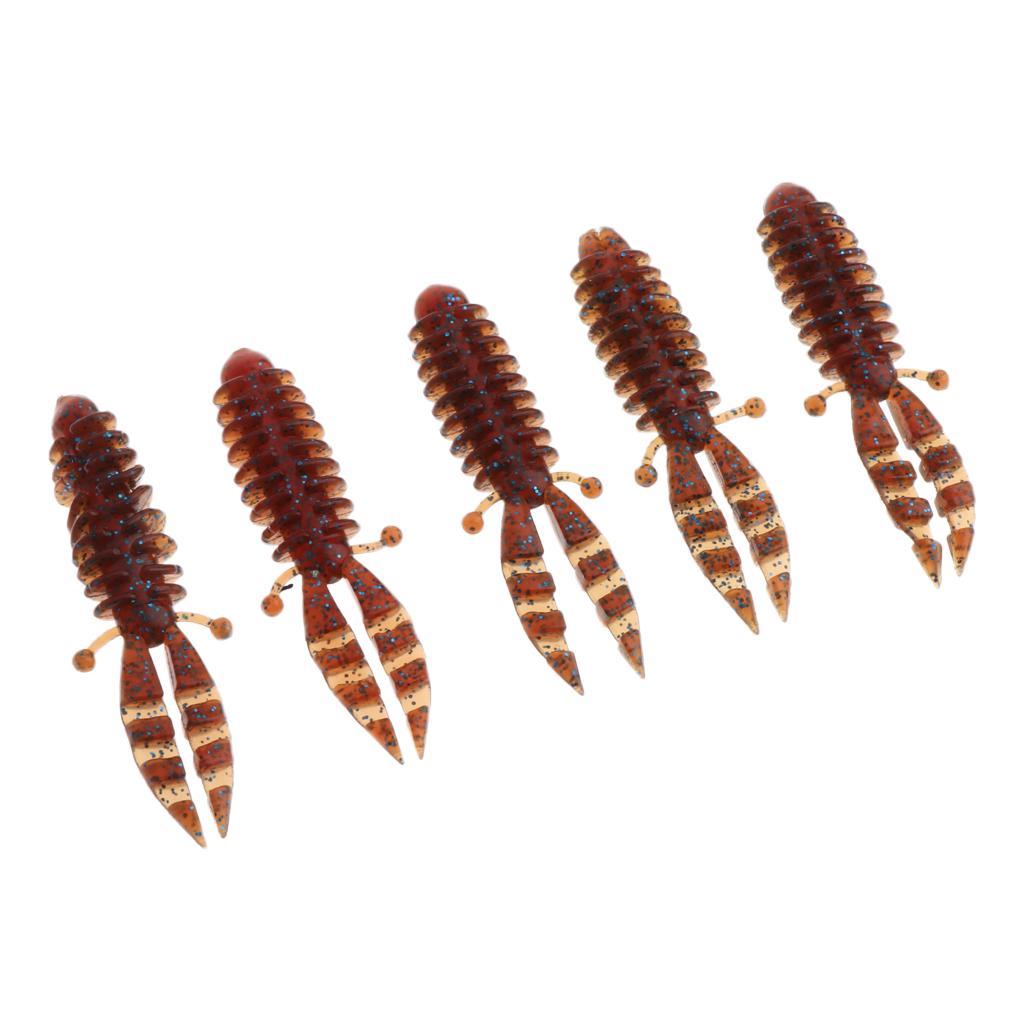 5 Pieces Bionic Soft Bubble Artificial Fishing Baits Set Brown