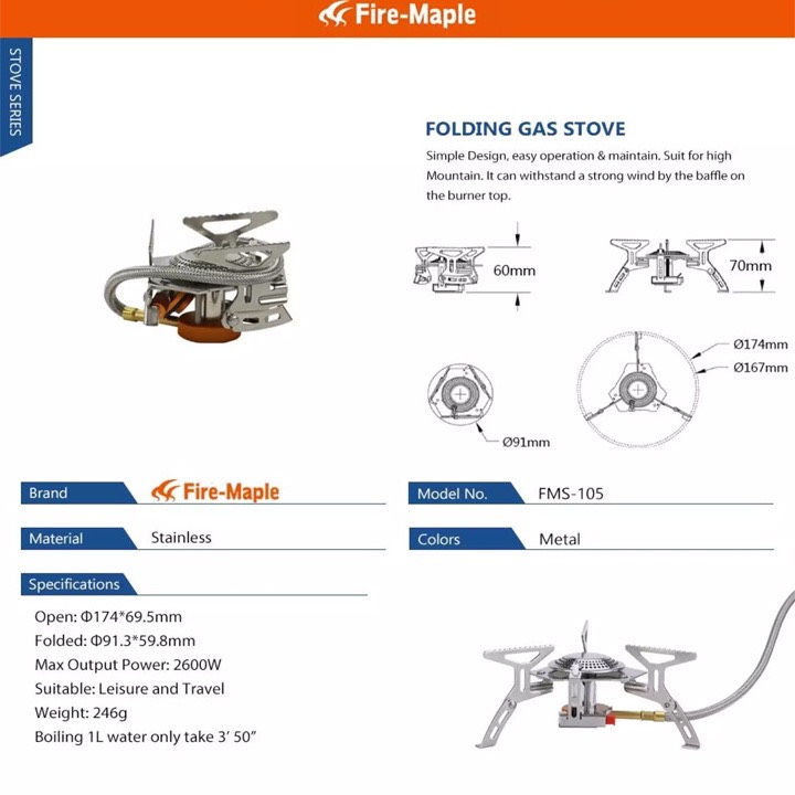 Bếp Gas Dã Ngoại FIRE MAPLE FMS-105