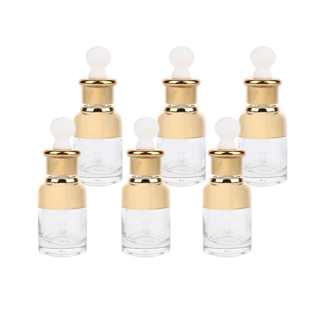 6pcs Glass Pipette Eye Dropper Refillable Bottles For Essential Oil Makeup