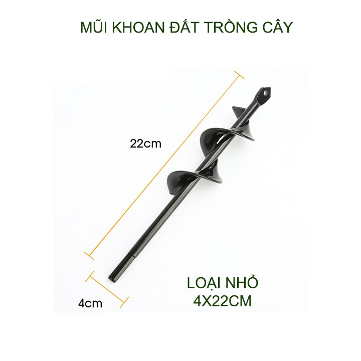 Mũi khoan đất trồng cây, loại đường kính 4-5cm, chiều dài 22-45cm tùy chọn