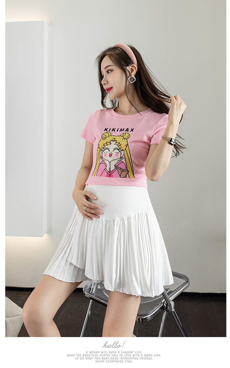 Chân váy bầu xếp ly ngắn mùa hè QBS1417
