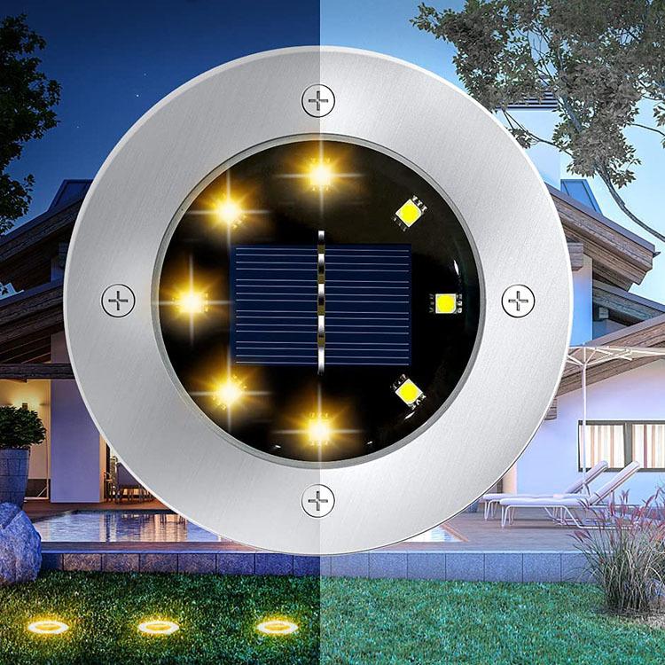 Đèn vườn ngoài trời, đèn chôn năng lượng mặt trời, đèn chôn 8, đèn sân vườn, không thấm nước