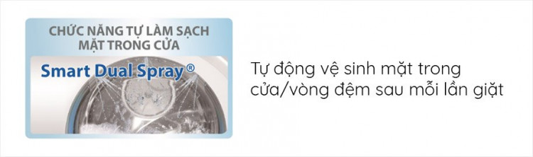 Máy giặt sấy AQUA AQD-DH1050C N, giặt 10.5kg, sấy 7kg, Inverter có Chức năng Smart Dual Spray