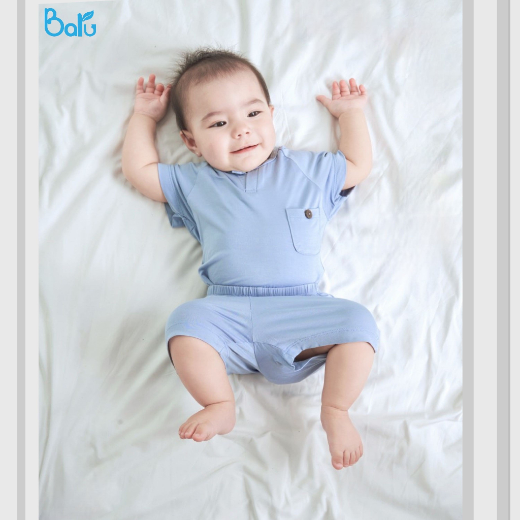 Bộ cộc tay cổ V  BARU mềm, nhẹ, thoáng cho bé  quần áo trẻ em ( 9M -4Y )