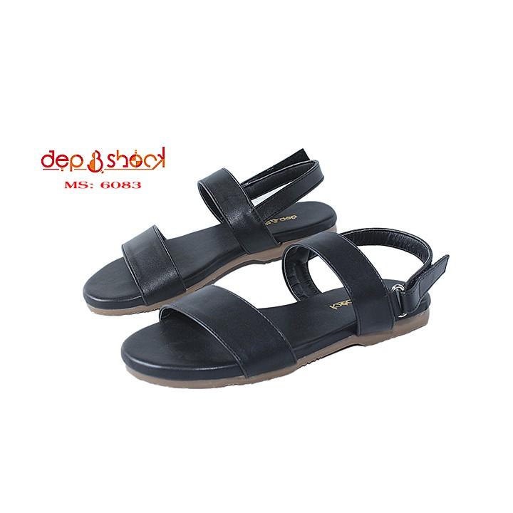 Sandal nữ big size quai ngang đế bằng cao cấp MS 6083