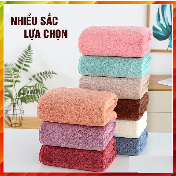Khăn tắm lông cừu hàn quốc cao cấp 70x140 cm chất bông siêu mềm mịn thấm nước cực nhanh Loại 1 + Tặng khăn quấn tóc cute
