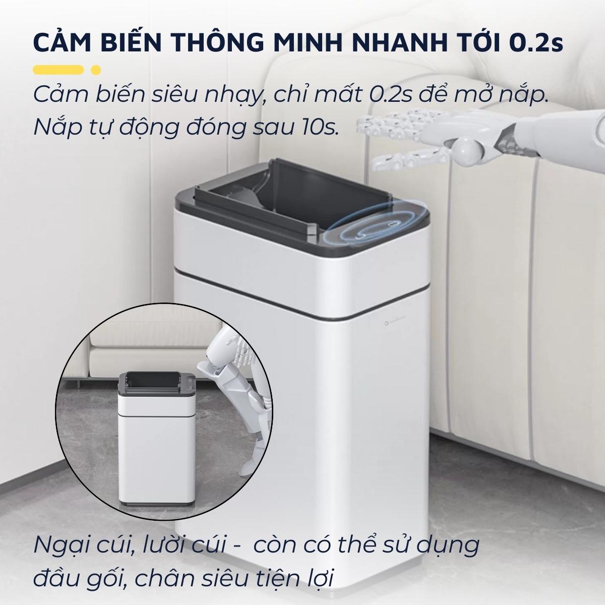 Thùng rác thông minh cảm ứng tự động đóng mở DandiHome - Tặng pin sạc Micro usb