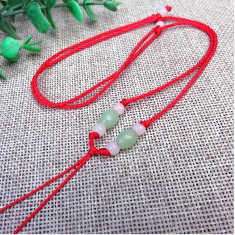 Dây tết chỉ đỏ đeo cổ - Green transfer beads,Fine 璎珞珞line necklac