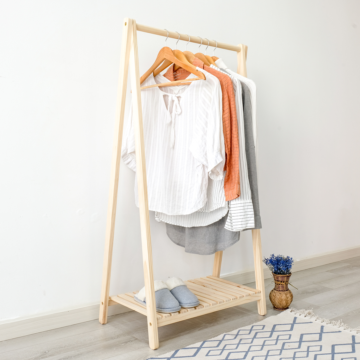 Giá Treo Quần Áo Kệ Sào Phơi Đồ Gỗ 1 Tầng Size S A Hanger 1FS Nội Thất Kiểu Hàn BEYOURs