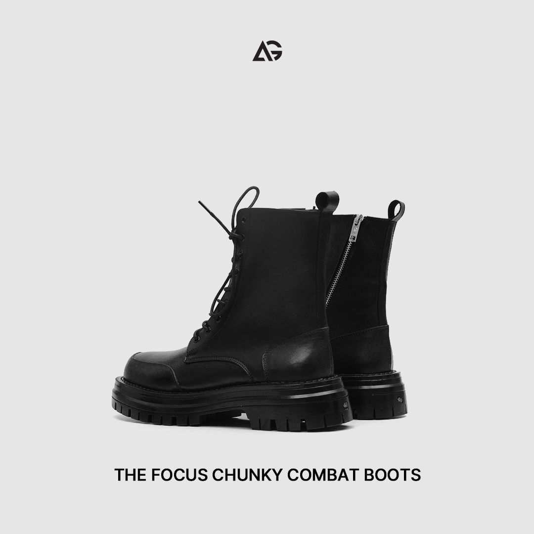 Giày da unisex nam nữ The Focus Combat Chunky Boots August bảo hành 24 tháng