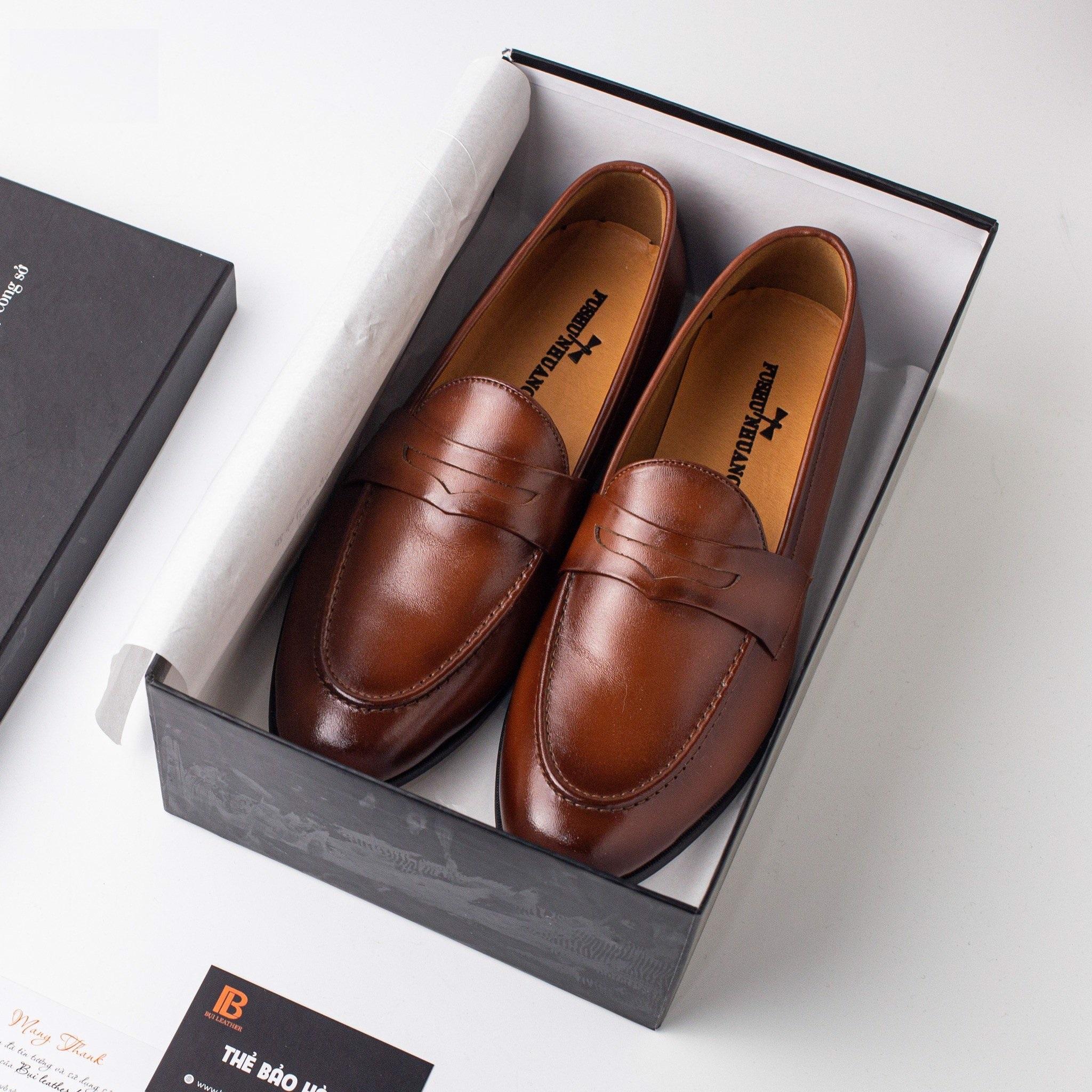 Giày Lười Nam Penny Loafer Da Bò Thật 100% Bỏa Hành 12 Tháng