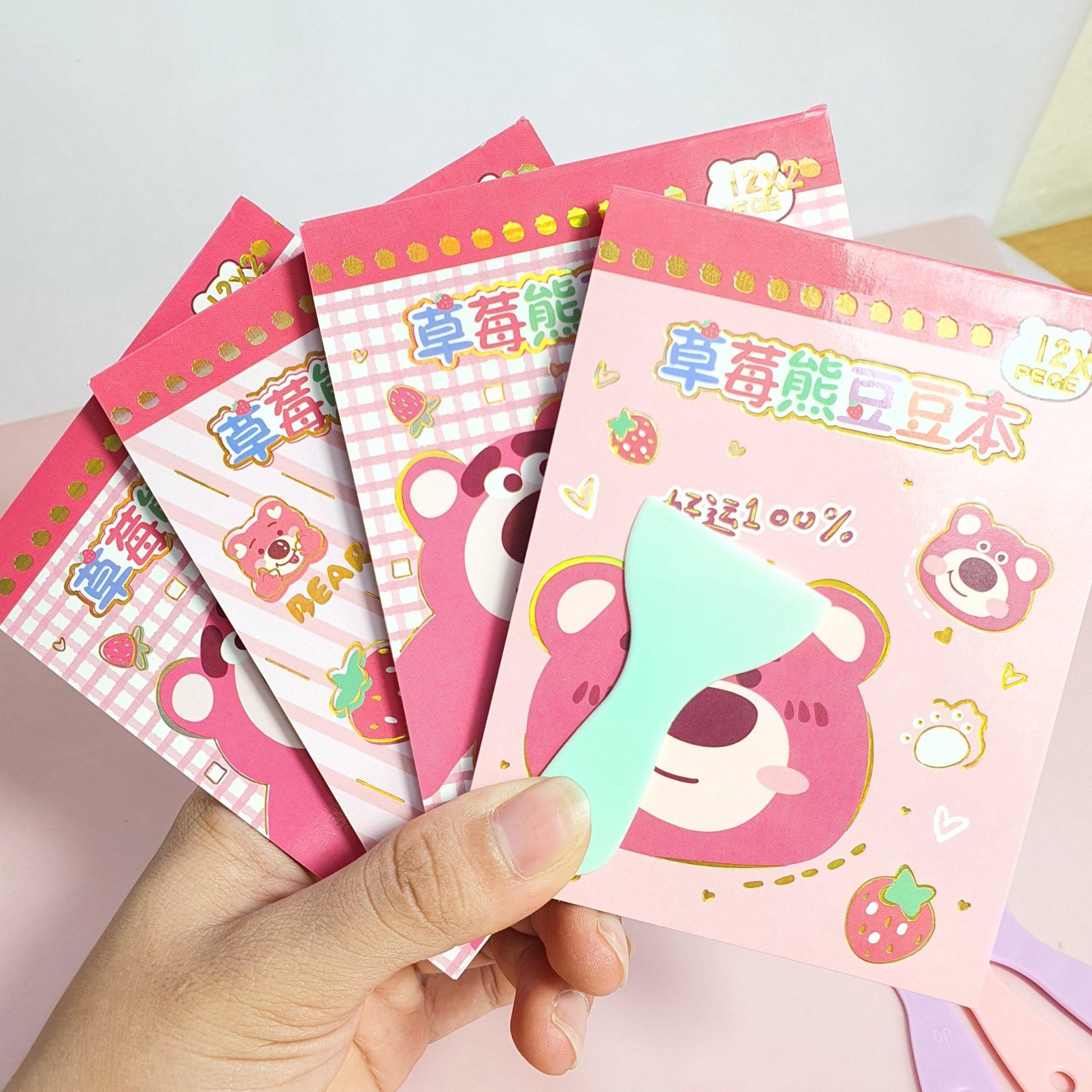 sticker hình gấu 24 tấm, tặng kèm dụng cụ dán dễ thương (300 hình dán)