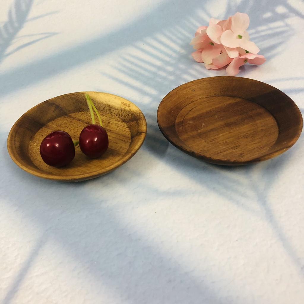 Đĩa Gỗ Keo Tròn Nhỏ Xinh 10cm, Vành Cao, Đĩa Gỗ Tự Nhiên Chấm Sốt, Gia Vị Trái Cây, An Toàn Cho Sức Khỏe