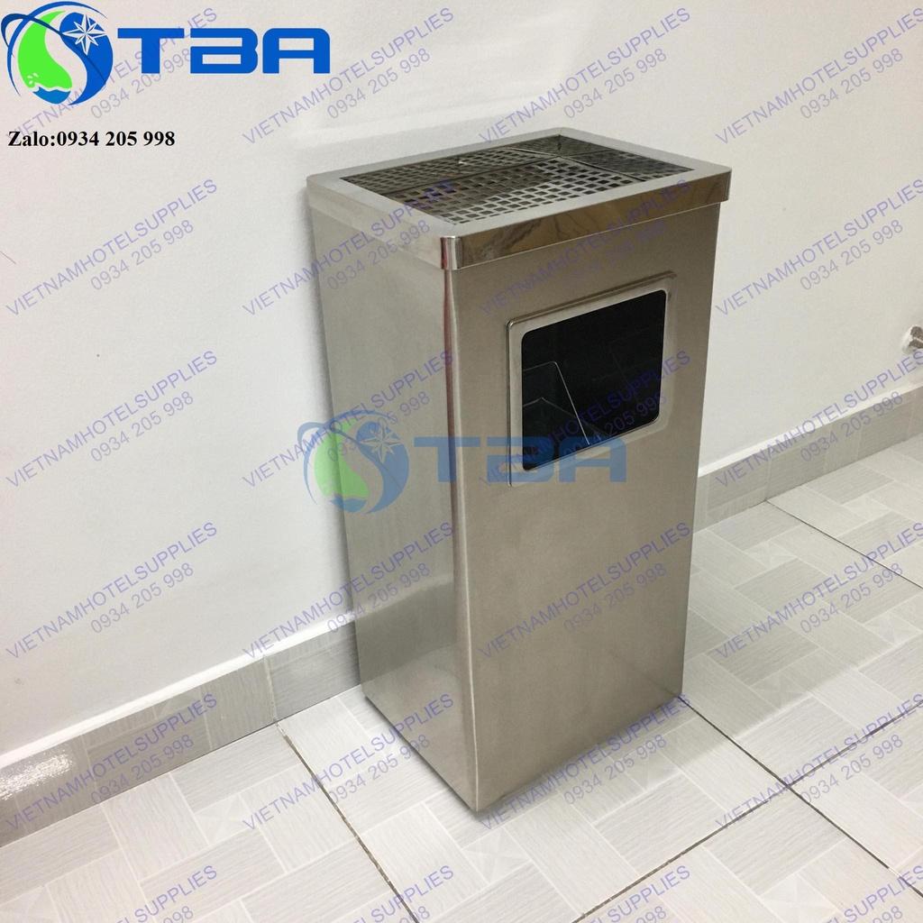 Thùng rác gạt tàn inox kiểu dáng chữ nhật nhập khẩu cao cấp