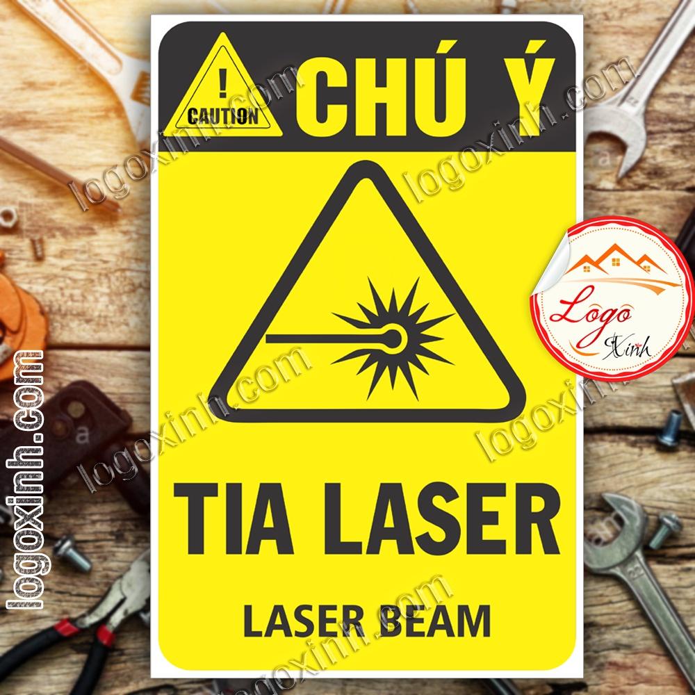 LOGO TEM STICKER CẢNH BÁO TIA LASE LAZE, LASER BEAM - BIỂN CẢNH BÁO AN TOÀN LAO ĐỘNG