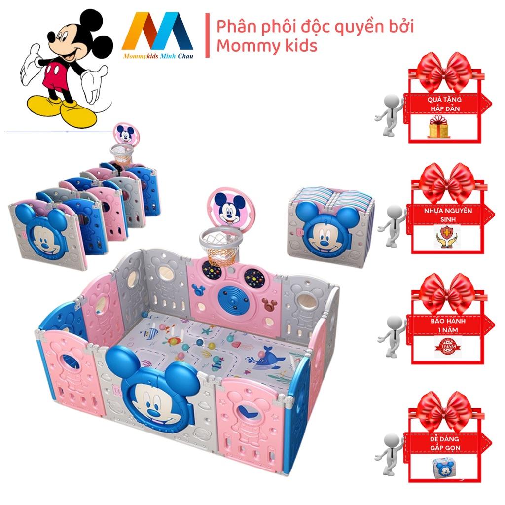 Quây Cũi Nhựa MOMMYKIDS MINH CHÂU Mickey MODEL MĐ Gấp Gọn Tặng Thảm + Giỏ Bóng + 100 quả bóng nhựa