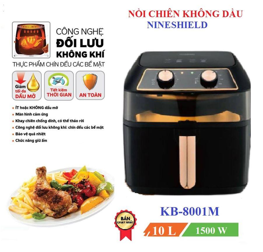 Nồi Chiên Không Dầu NINE SHIELD KB-8001M - Dung Tích Lớn 10 Lít - Chế Độ Đảo Tự Động - Công Nghệ Làm Nóng Đối Lưu