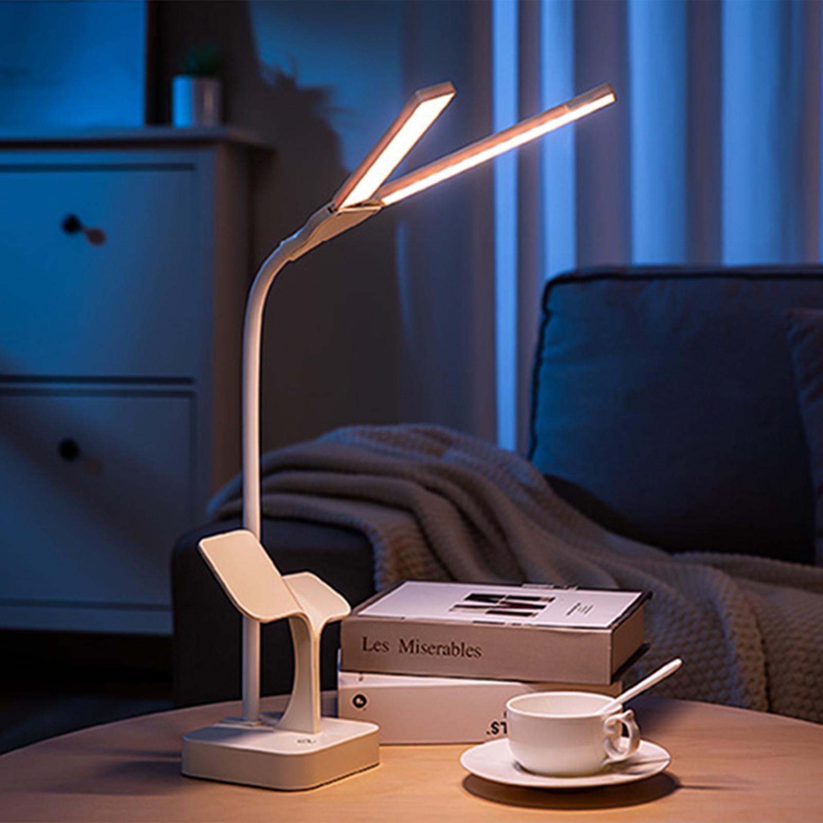 LED Desk Reading Lamp Home Light Touch Control 3 Colors Dimmable USB