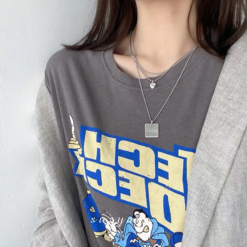 Dây chuyền 2 tầng chuỗi xích cá tính trái tim 3D ấn tượng