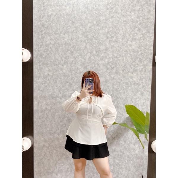Áo cổ tàu peplum che bụng 50-85kg