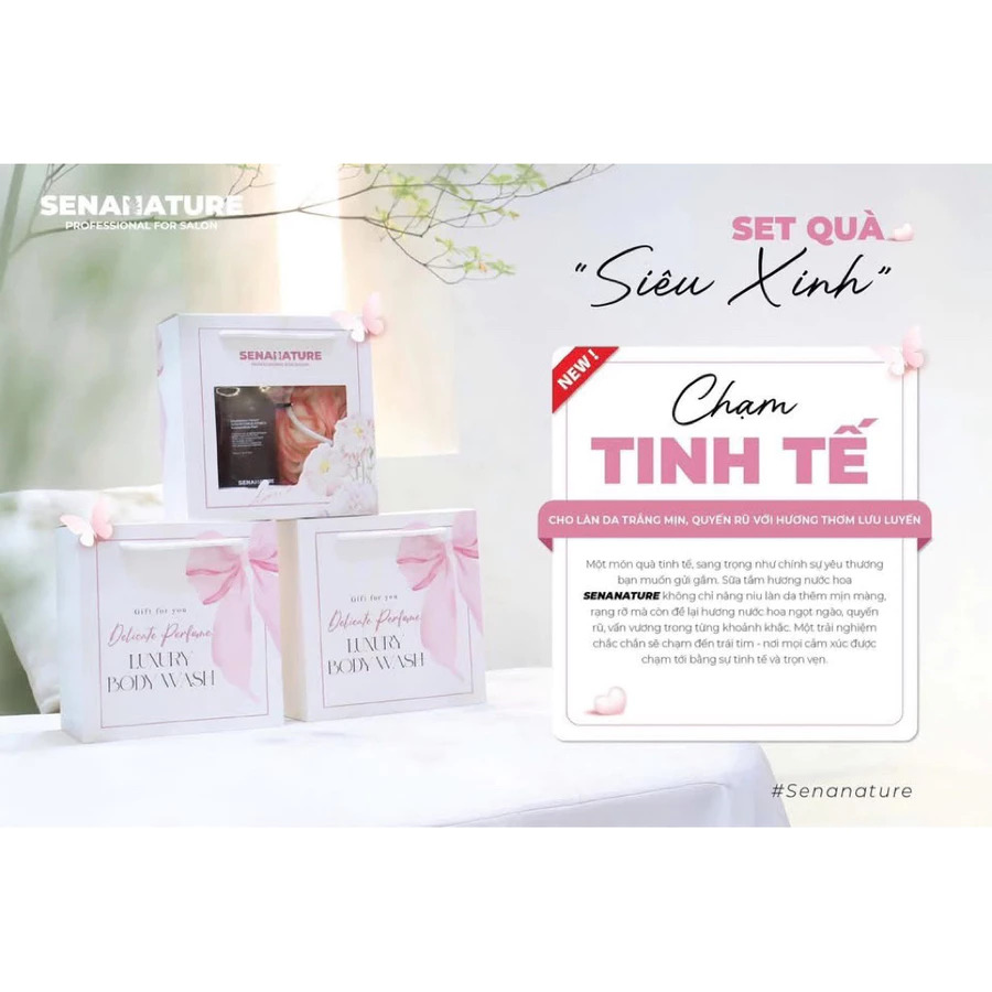 (Set quà tặng) sữa tắm nước hoa Senanature 500ml/1000ml (nâu) SENANATURE NOURISHING THERAPY FROM BOTANICAL EXTRACTS