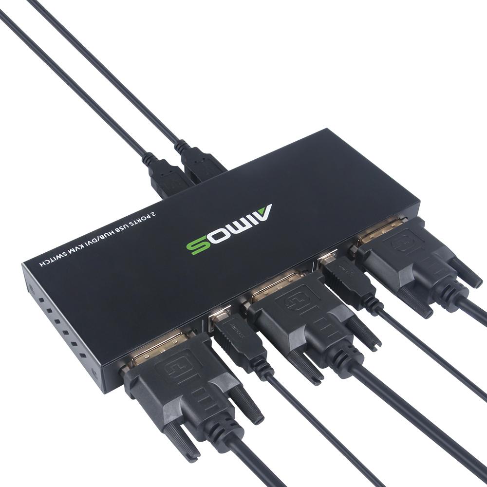 Công tắc DVI 2 trong 1 AIMOS 1920 * 1200 @ 60Hz / 2 USB2.0 HUB