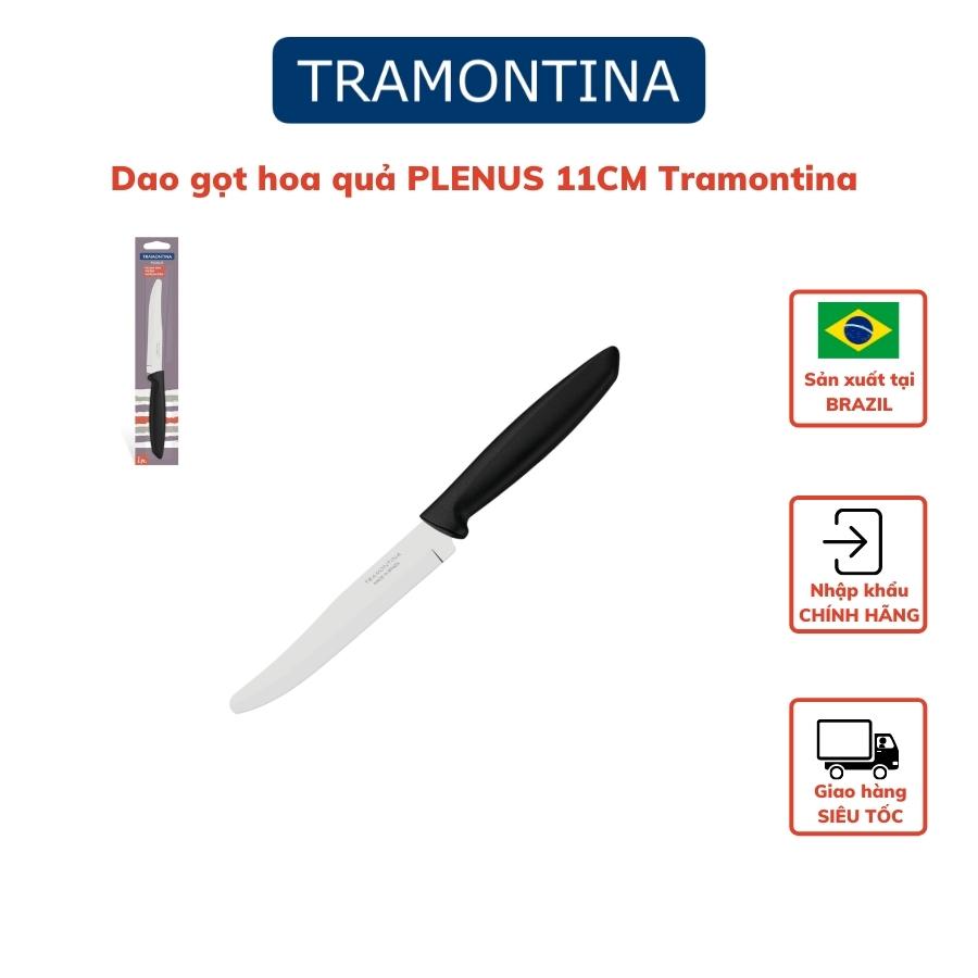 Dao gọt hoa quả Tramontina PLENUS TRA23440.105 đầu bo vuông thép không gỉ cán nhựa PP lưỡi 11cm nhập khẩu chính hãng