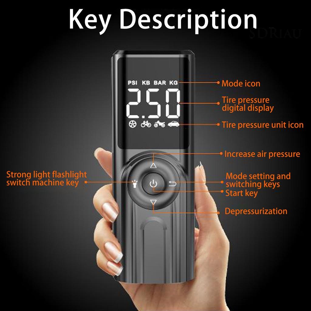 Máy Bơm Lốp Xe Hơi Burzahom Ig06 Mini Bằng Abs Không Dây Gọn Nhẹ Có Thể Sạc Lại