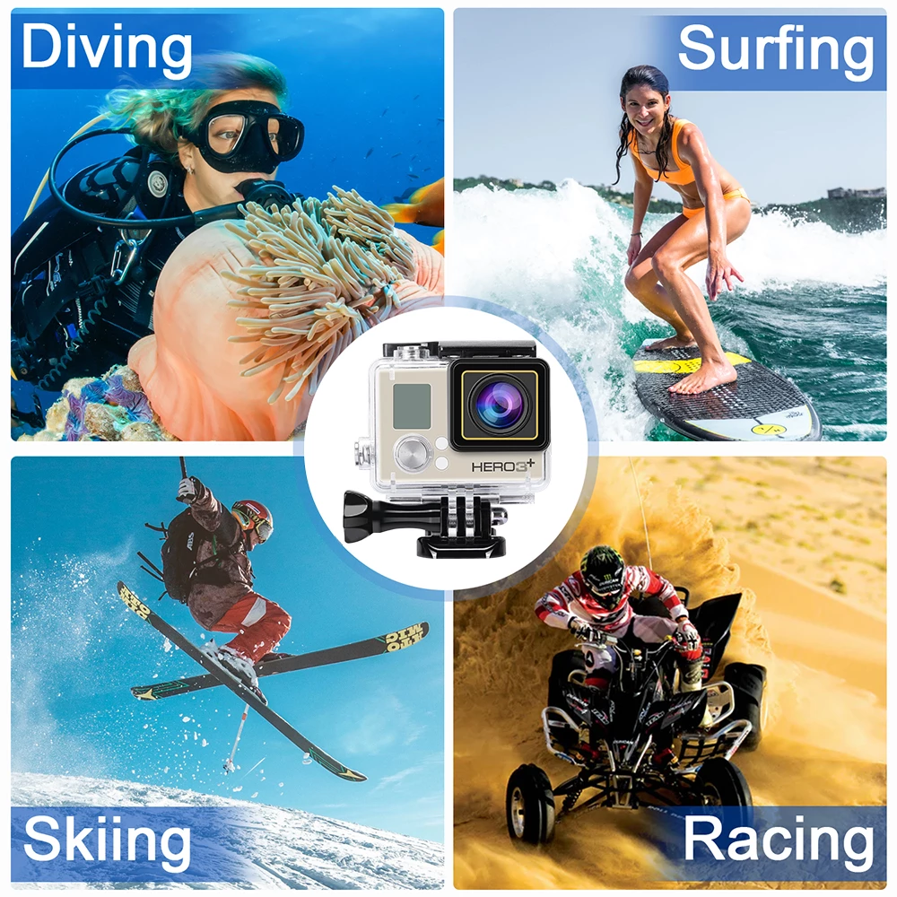 Cho GoPro Hero 4 3 Chống Nước 60M Lặn Dưới Nước Bảo Vệ Nhà Ở Dành Cho Go Por 4 3 GoPro4 Lặn Bao Phụ Kiện