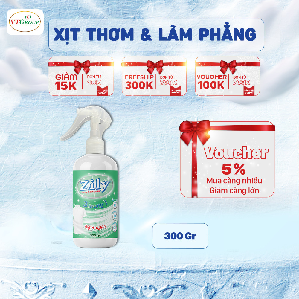 Xịt Thơm &amp; Làm Phẳng Quần Áo Zily 300 g
