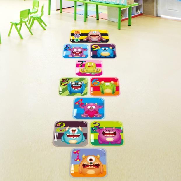 Decal trang trí tường - Số thứ tự quái vật đáng yêu