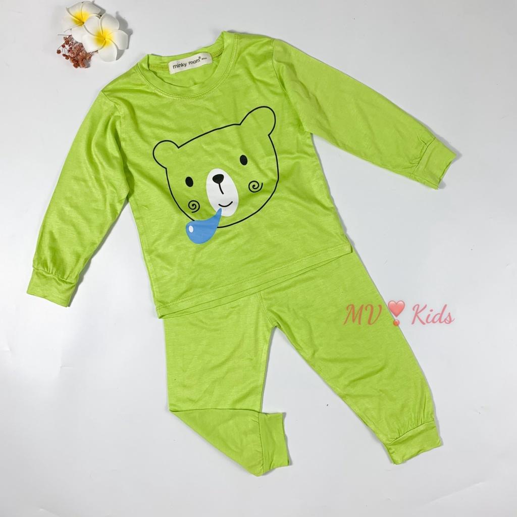 Bộ Quần Áo Bé Gái, Bé Trai Minky Mom Vải Thun Lạnh in hình Khỉ nâu... Dài Tay Cho Bé (MKDTL08