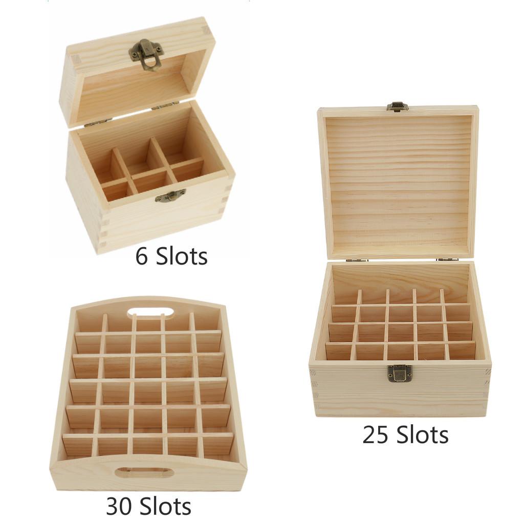 6/25/30 Slots Natural Wooden Essential Oil Box Container Storage Organizer Case For Travel Presentation Display