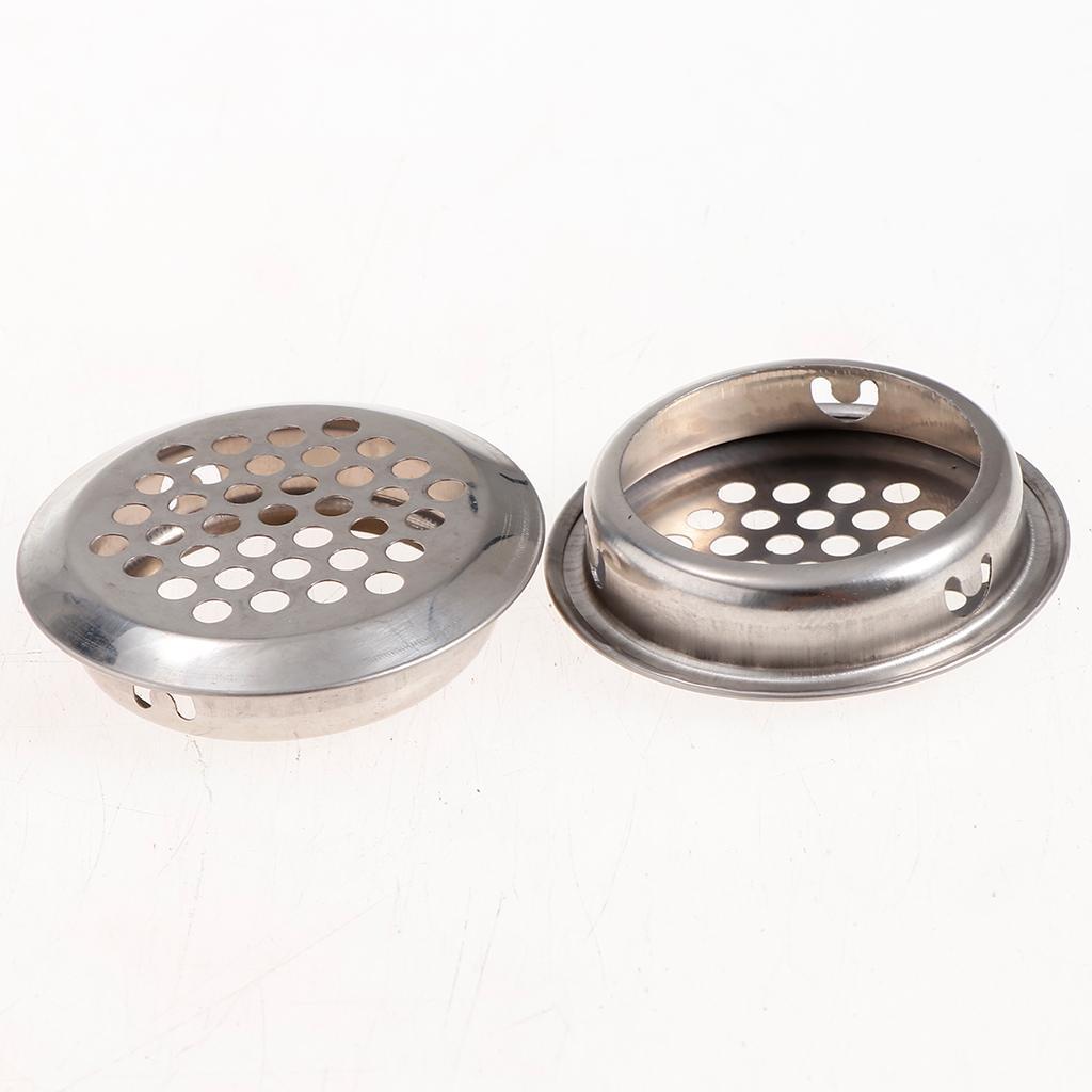 2X Cabinet Air Vents Cover Stainless Steel Round Vent Mesh Hole Louver 35mm